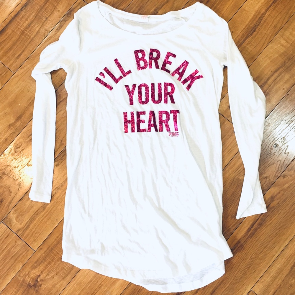 Victoria Secret Pink break Heart Heartbreaker sleep shirt gown pajama top